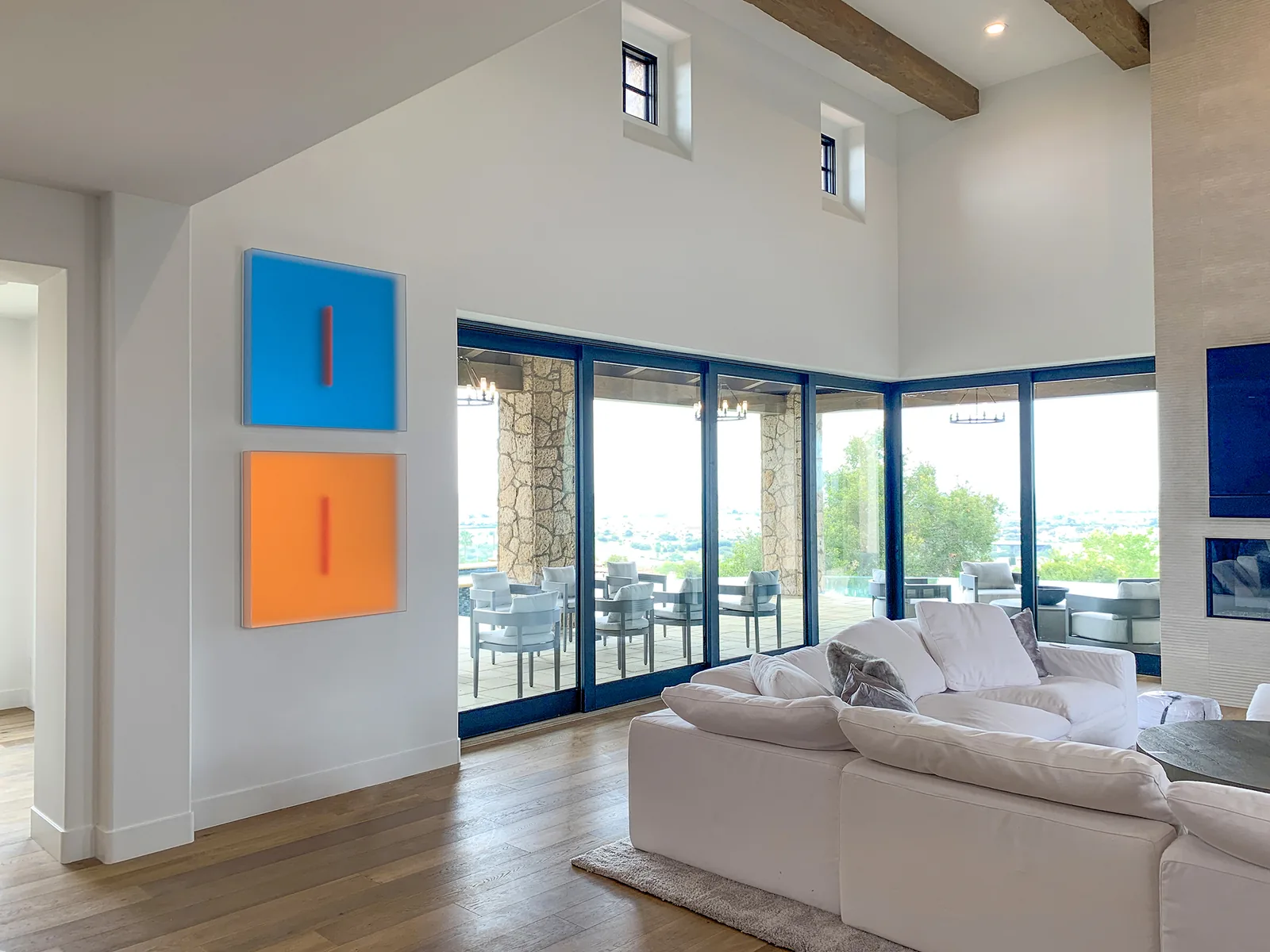 Two Casper Brindle Light Glyphs installed in a residential interior.