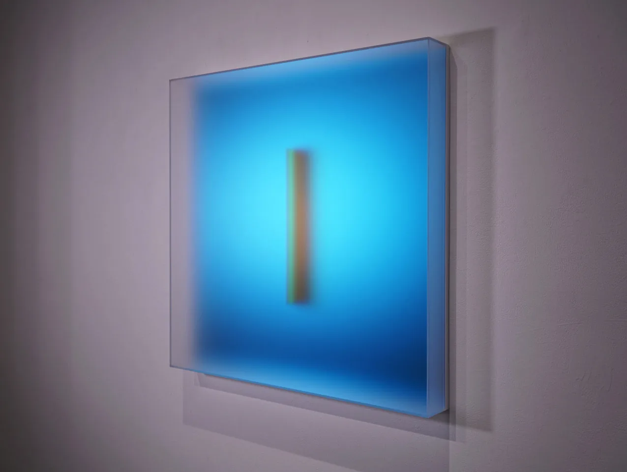 Casper Brindle, Light Glyph in light blue — a luminous square panel.