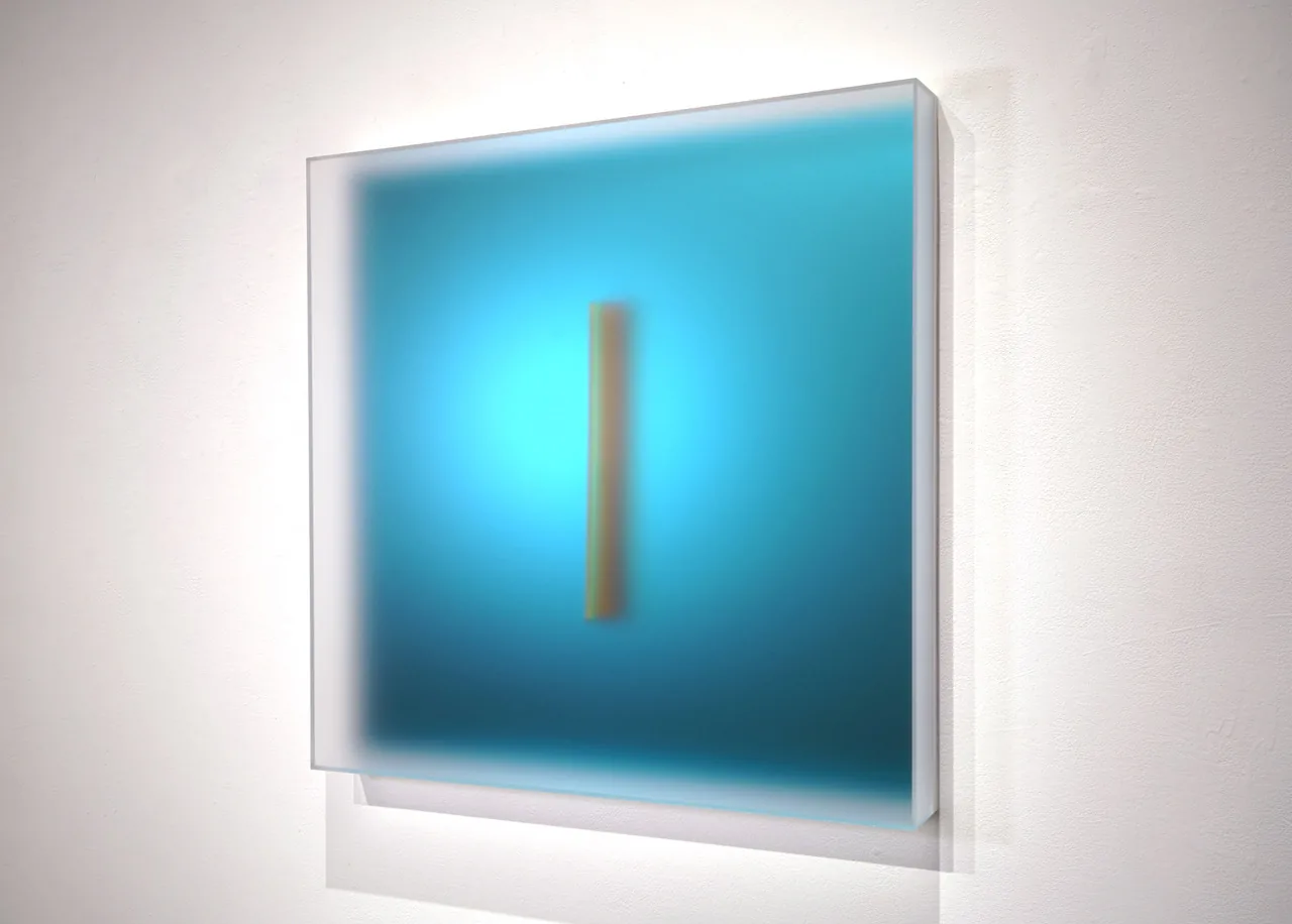 Casper Brindle, Light Glyph in teal — a glowing square panel.